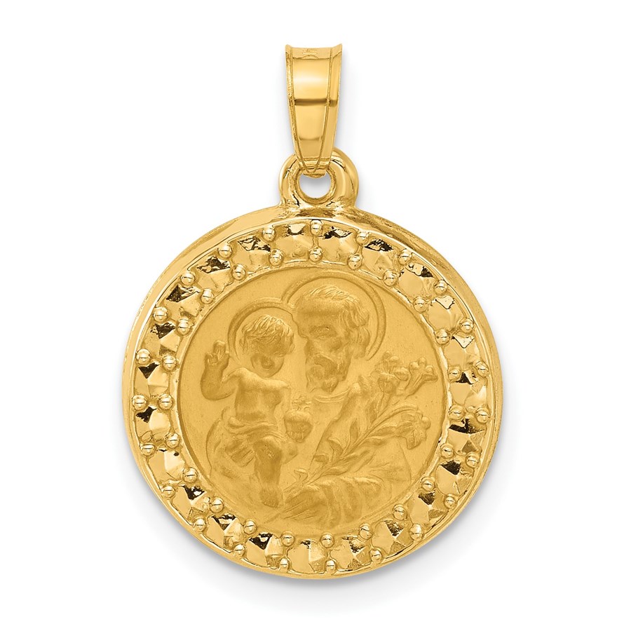 14K Yellow Gold Hollow St. Joseph Medal - 21.1 mm
