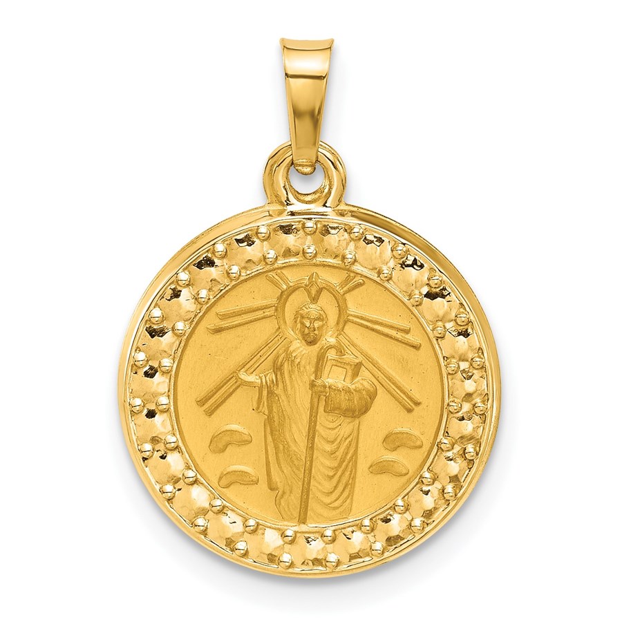 14K Yellow Gold Hollow St. Jude Thaddeus Medal - 22.5 mm