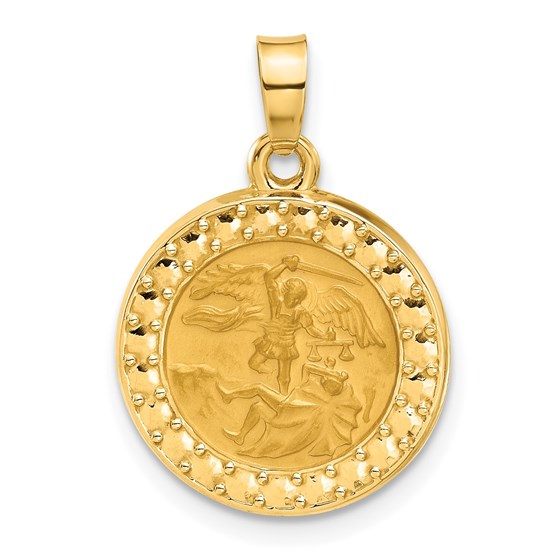 14K Yellow Gold Hollow St. Michael Medal - 22.5 mm