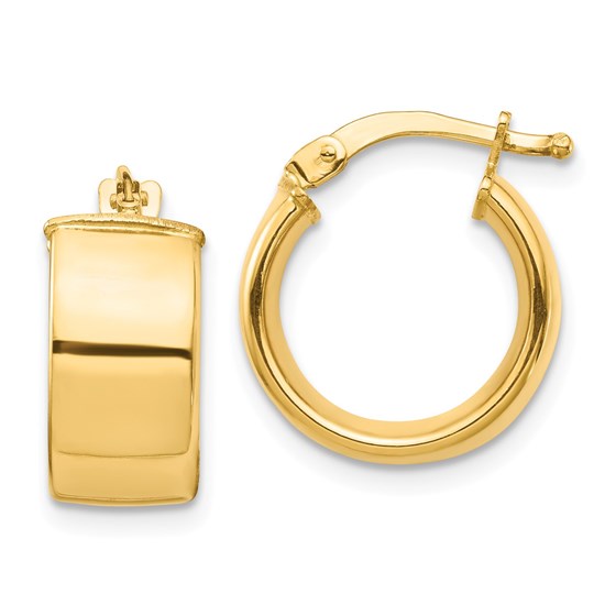 14k Yellow Gold Hoop Earrings - 7x14 mm