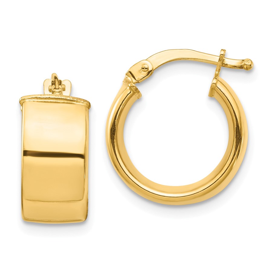 14k Yellow Gold Hoop Earrings - 7x14 mm