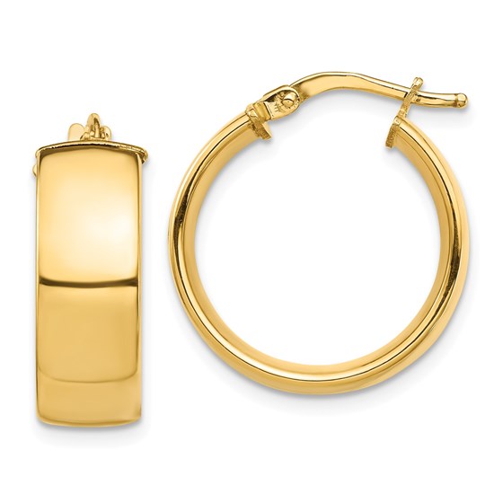 14k Yellow Gold Hoop Earrings - 7x19 mm