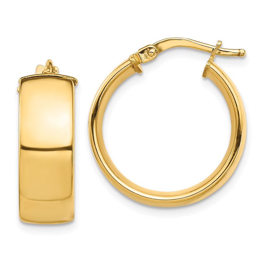 14k Yellow Gold Hoop Earrings - 7x19 mm