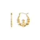 14K Yellow Gold Hp Hollow Claddagh Hoops