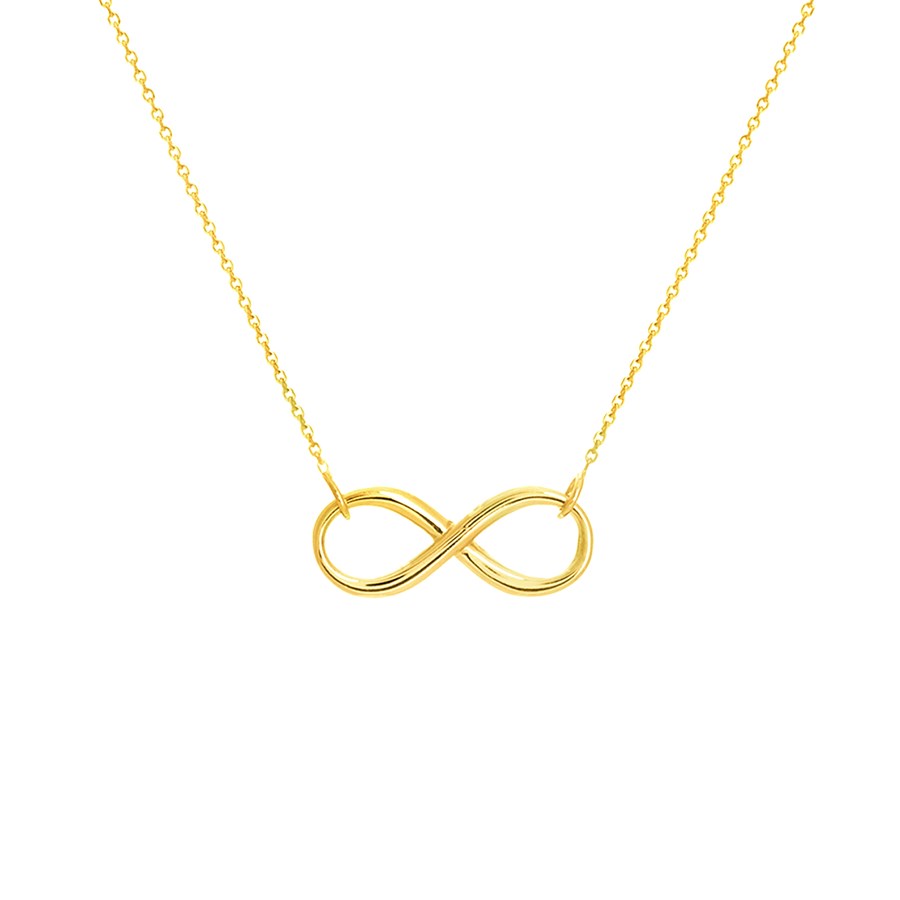 14K Yellow Gold Infinity Necklace .8 mm Cable Chain - 16-18 in.