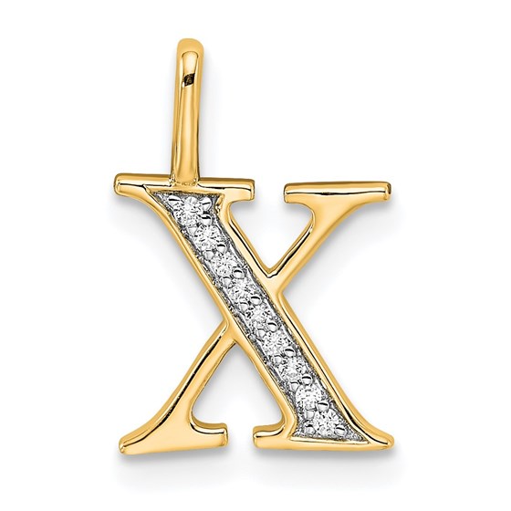14K Yellow Gold Initial X Pendant - 15.25 mm 14K Yellow Gold Initial X Pendant - 15.25 mm