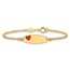 14K Yellow Gold Kids ID Red Enameled Heart Bracelet - 5.5 in.