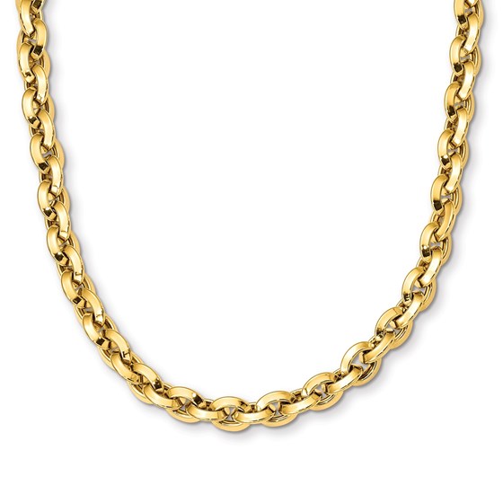14k Yellow Gold Knife-edge Rolo Link Necklace - 17.25 in. 14k Yellow Gold Knife-edge Rolo Link Necklace - 17.25 in.
