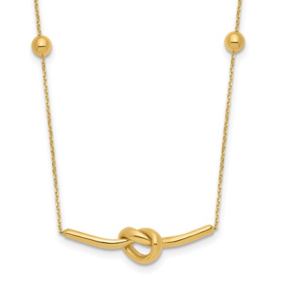 14K Yellow Gold Knotted Pendant Beads Necklace - 16 in. 14K Yellow Gold Knotted Pendant Beads Necklace - 16 in.