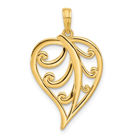 14K Yellow Gold Leaf Pendant - 29.7 mm 14K Yellow Gold Leaf Pendant - 29.7 mm