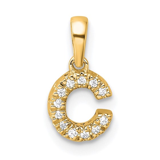 14K Yellow Gold Letter C Initial with Bail Pendant - 12.5 mm 14K Yellow Gold Letter C Initial with Bail Pendant - 12.5 mm