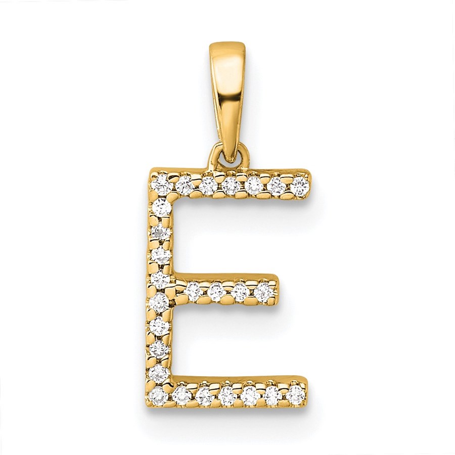 14K Yellow Gold Letter E Initial Pendant - 15.8 mm