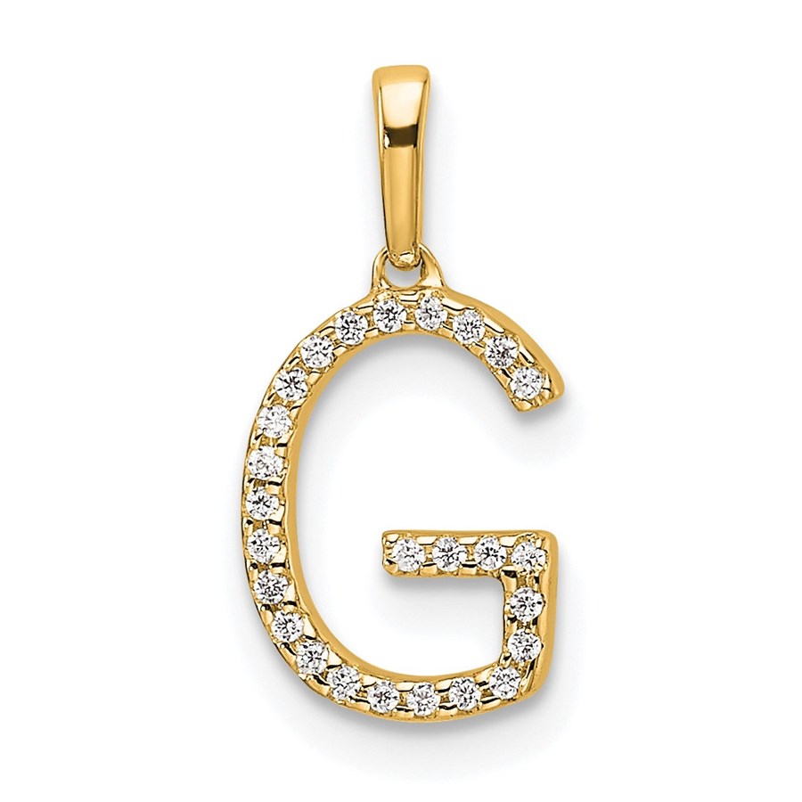 14K Yellow Gold Letter G Initial Pendant - 16 mm