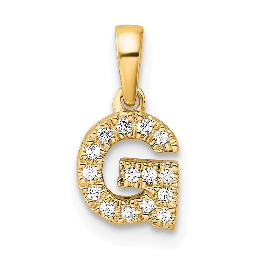 14K Yellow Gold Letter G Initial with Bail Pendant - 13 mm
