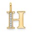 14K Yellow Gold Letter H Initial Pendant - 15.08 mm