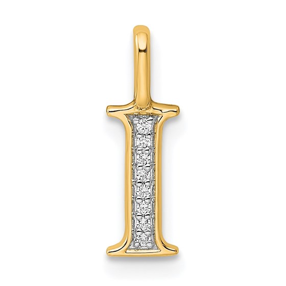 14K Yellow Gold Letter I Initial Pendant - 14.99 mm