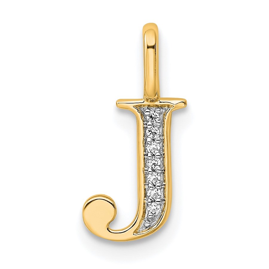 Solid 14k Yellow Gold Initial J Charm Pendant - Personalized Letter Jewelry For Necklace Or Bracelet