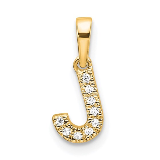 14K Yellow Gold Letter J Initial with Bail Pendant - 13.8 mm