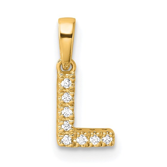 14K Yellow Gold Letter L Initial with Bail Pendant - 13 mm 14K Yellow Gold Letter L Initial with Bail Pendant - 13 mm