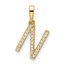 14K Yellow Gold Letter N Initial Pendant - 16 mm