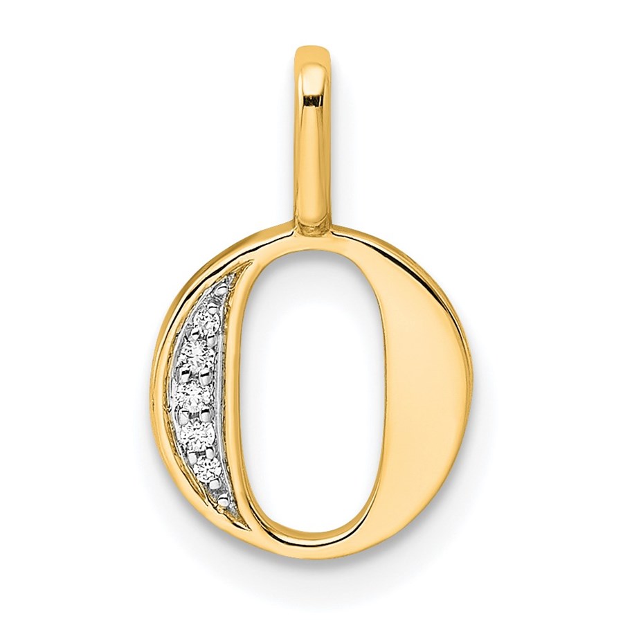 14K Yellow Gold Letter O Initial Pendant - 15.22 mm
