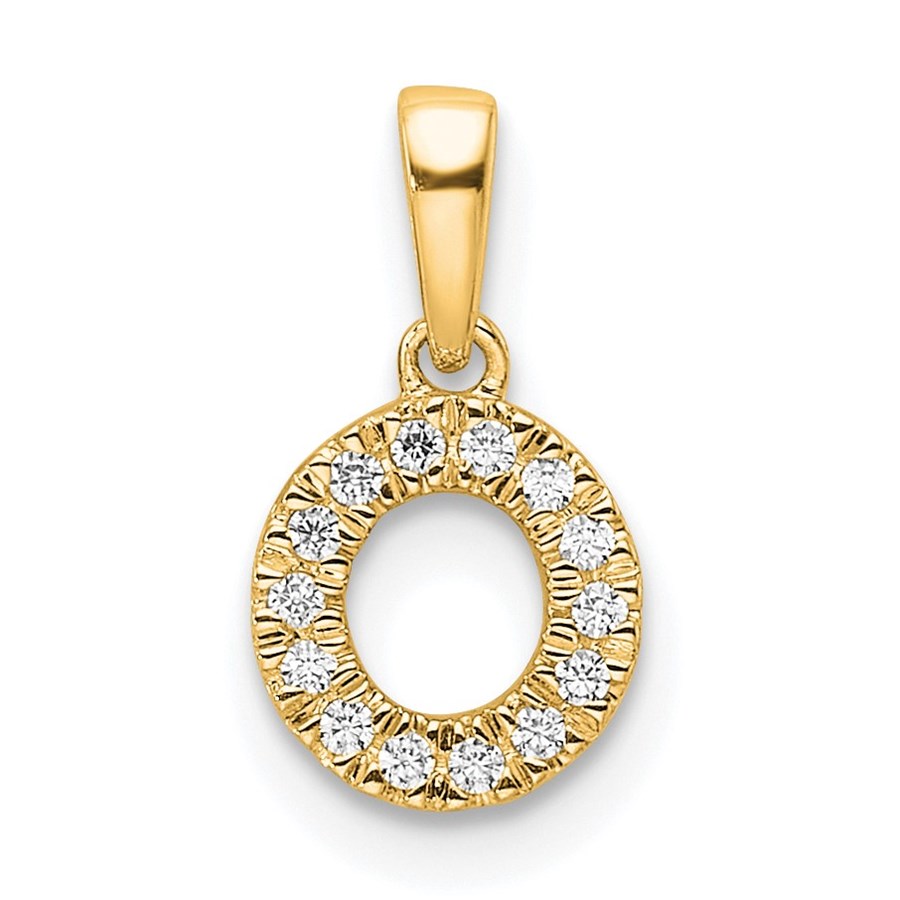 14K Yellow Gold Letter O Initial with Bail Pendant - 14 mm