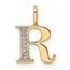 14K Yellow Gold Letter R Initial Pendant - 15.46 mm