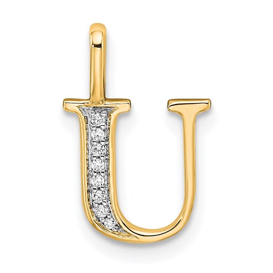 14K Yellow Gold Letter U Initial Pendant - 15.89 mm 14K Yellow Gold Letter U Initial Pendant - 15.89 mm