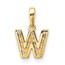 14K Yellow Gold Letter W Initial with Bail Pendant - 14 mm