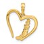 14K Yellow Gold Lighthouse In Heart Pendant - 21 mm