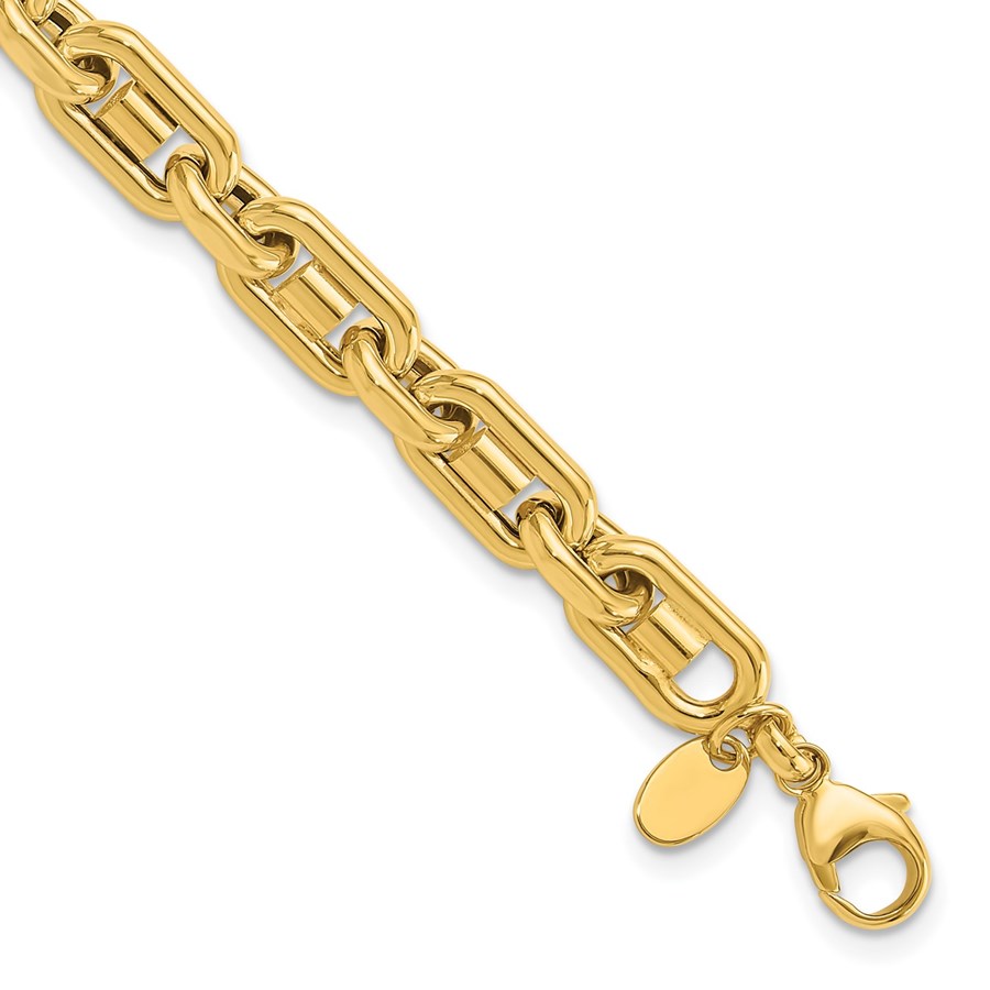 14K Yellow Gold Link Men's Bracelet - 6.5 in.