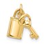 14K Yellow Gold Lock and Key Pendant - 13.5 mm