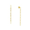 14K Yellow Gold Long Paper Clip Dangle Earring