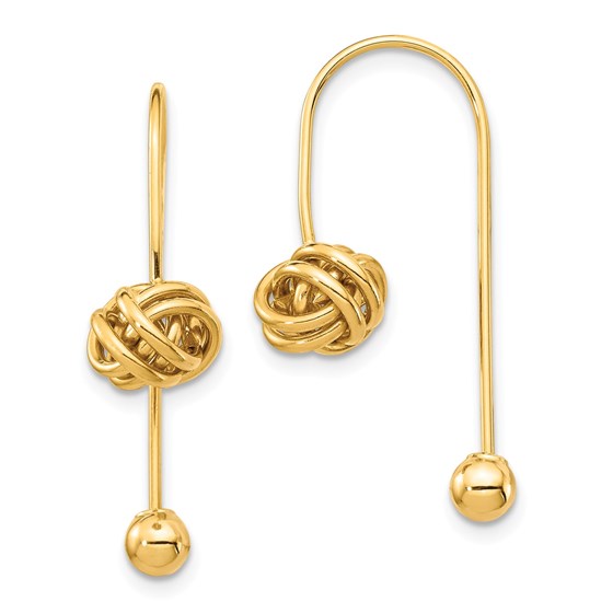 14k Yellow Gold Love Knot w/Screw End Threader Earrings 14k Yellow Gold Love Knot w/Screw End Threader Earrings