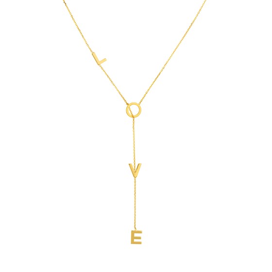 14K Yellow Gold Love Lariat Necklace - 18 in.