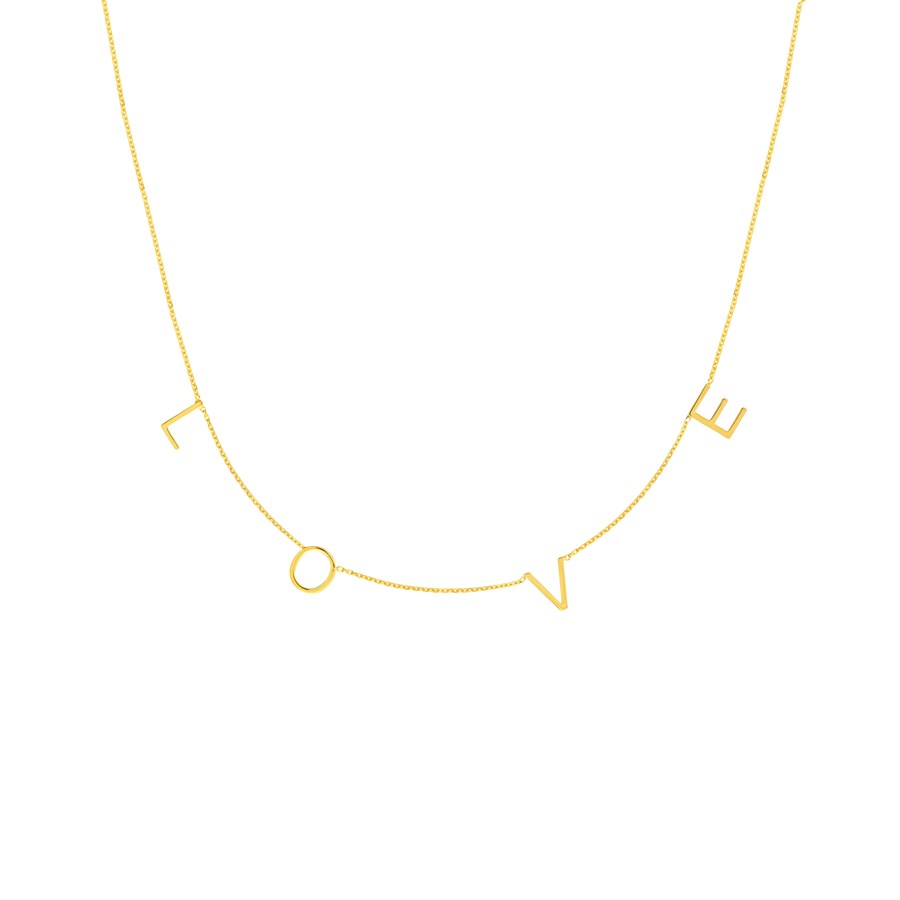 14K Yellow Gold Love Necklace - 16-18 in.