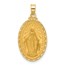 14K Yellow Gold Miraculous Medal Oval Solid Pendant - 27 mm