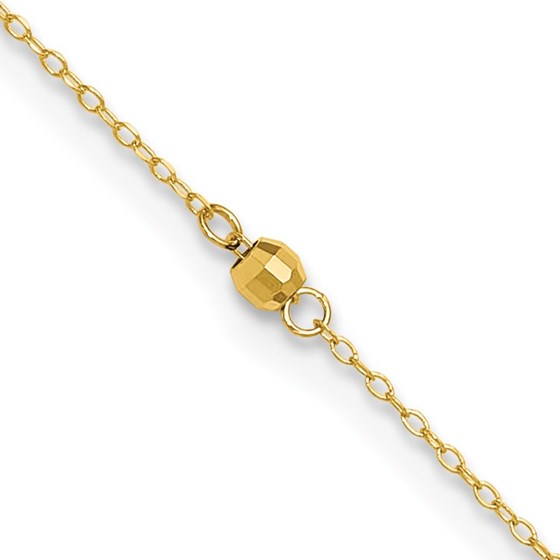 14K Yellow Gold Mirror Beads 10in Plus 1in Ext Anklet - 11 in.