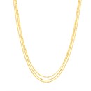 14K Yellow Gold Mixed Bead Triple Strand Necklace - 18 in.