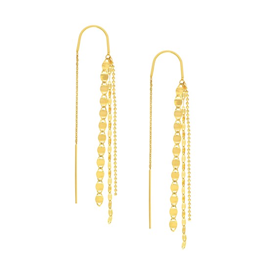 14K Yellow Gold Multi Chain Dangle Threader Earring 14K Yellow Gold Multi Chain Dangle Threader Earring