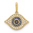 14K Yellow Gold Multi-color CZ Evil Eye Pendant - 16 mm