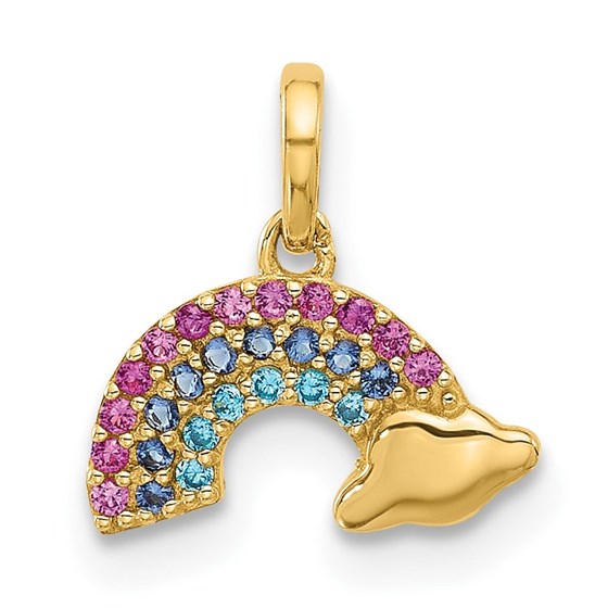 14K Yellow Gold Multi-color CZ Rainbow Pendant - 11.9 mm 14K Yellow Gold Multi-color CZ Rainbow Pendant - 11.9 mm