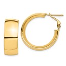 14k Yellow Gold Omega Back Hoop Earrings - 10x26 mm
