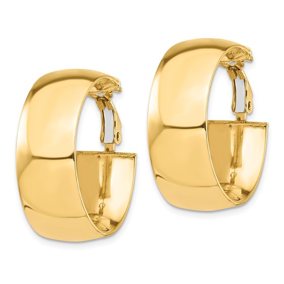 Buy 14k Yellow Gold Omega Back Hoop Earrings - 10x26 mm | APMEX