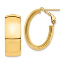 14k Yellow Gold Omega Back Oval Hoop Earrings - 10x18 mm