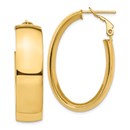 14k Yellow Gold Omega Back Oval Hoop Earrings - 10x24 mm