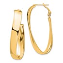 14k Yellow Gold Omega Back Oval Hoop Earrings - 7x18 mm