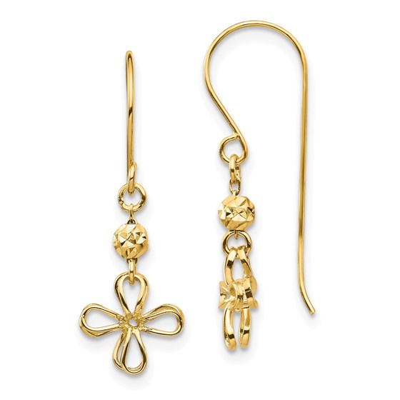 14k Yellow Gold Open Clover Dangle Earrings 14k Yellow Gold Open Clover Dangle Earrings