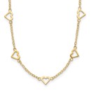 14K Yellow Gold Open Hearts on Heart Link 16in Necklace - 16 in.