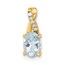 14K Yellow Gold Oval Aquamarine and Diamond Pendant - 14.3 mm